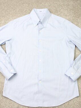 J. Hillburn Dress Shirt Men 16.75, 45.5 Blue NAubrey Non-Iron Cotton Long Sleeve